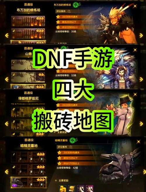 2025 DNF手游搬砖地图最新推荐