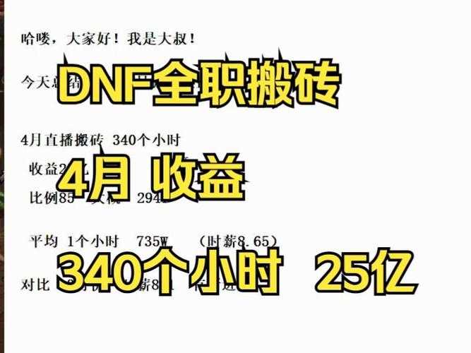 2025年DNF搬砖收益：搬砖团VS副本VS材料倒卖