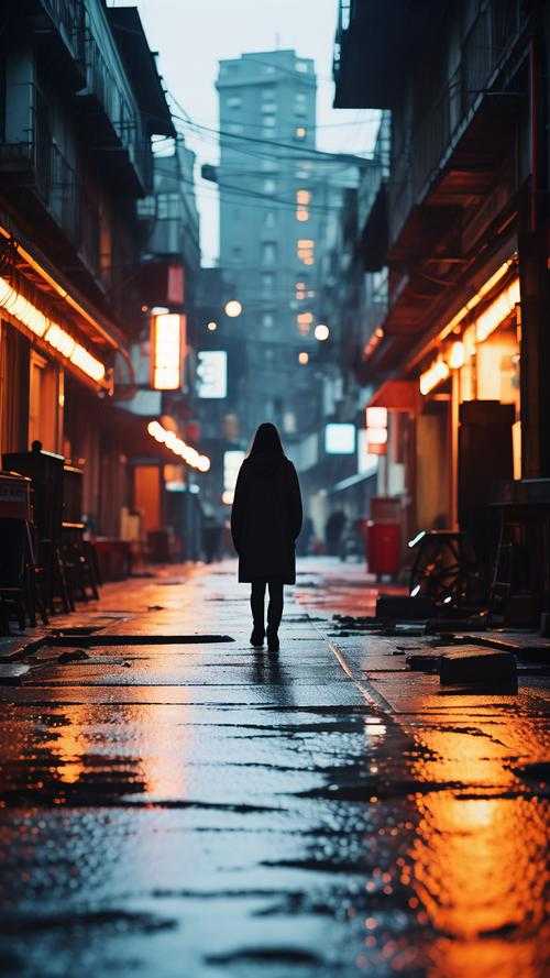 深夜伤感图片:一个人孤独的背影